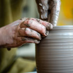 Carla Murdoch at work in her studio 2019